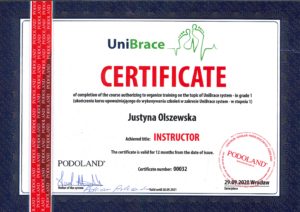podoland-unibrace-certyfikat-podoplus